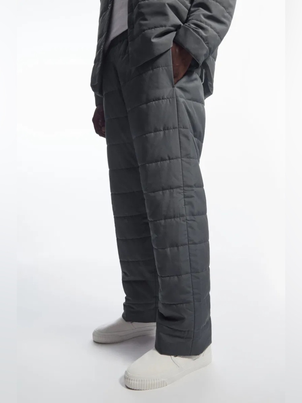 NWOT COS Men's Black Quilted Padded Comfortable Elastic Waist Trousers Pants